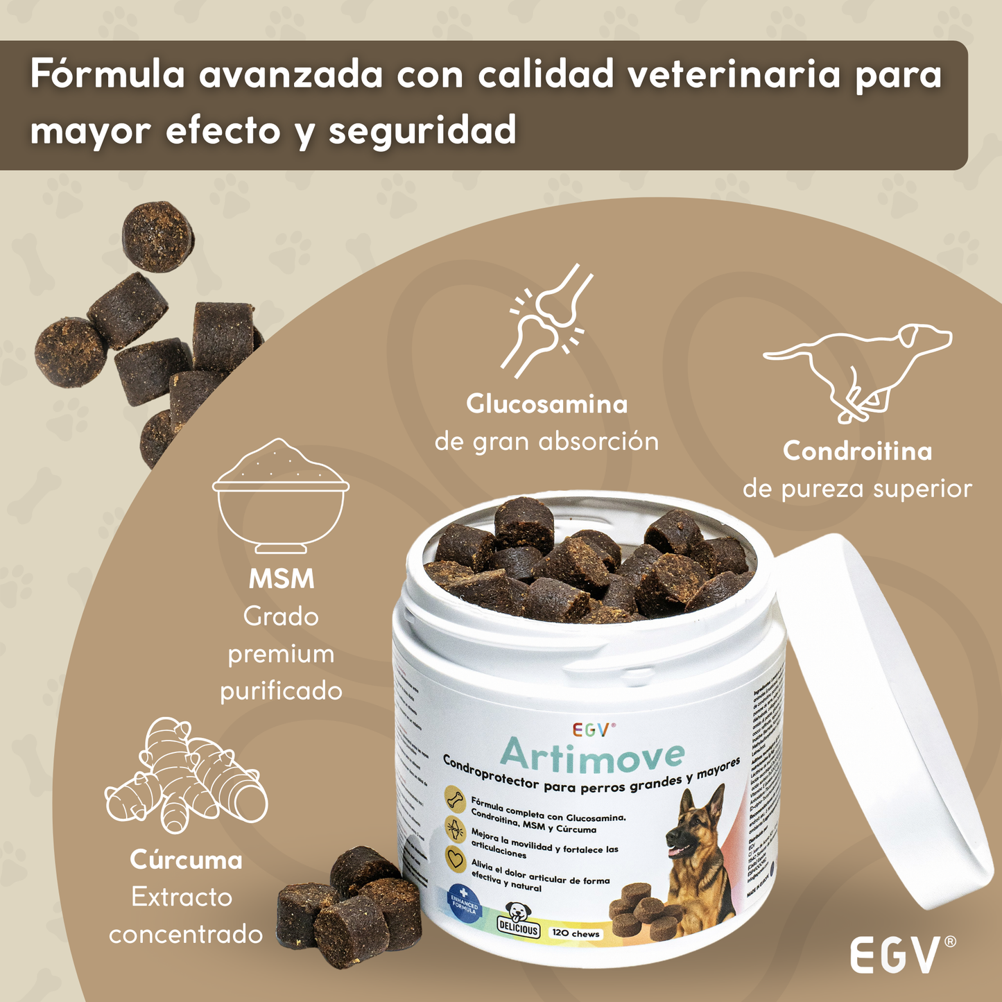 ARTIMOVE | Condroprotector Premium para Perros | 120 Chews